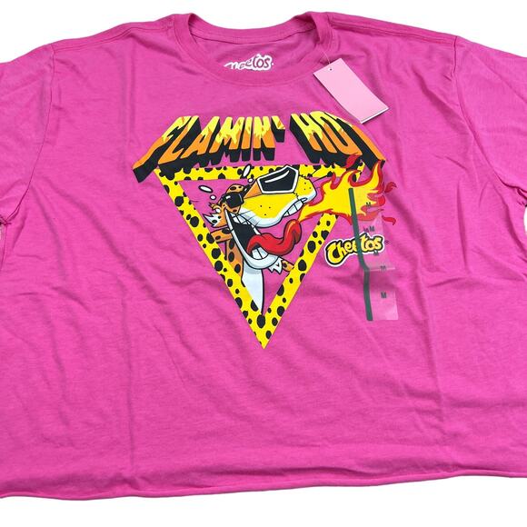 Women's Pink Cropped Short Sleeve Hot Cheetos Graphic T-Shirt - Medium - NWT - Picture 1 of 7